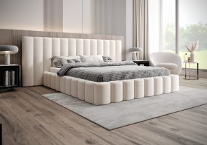 Łóżko tapicerowane 180x200 z pojemnikiem i stelażem Austin Lux beżowe