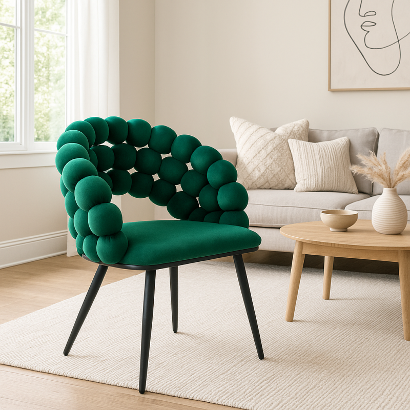 krzesło tapicerowane plecione Luxe zielone