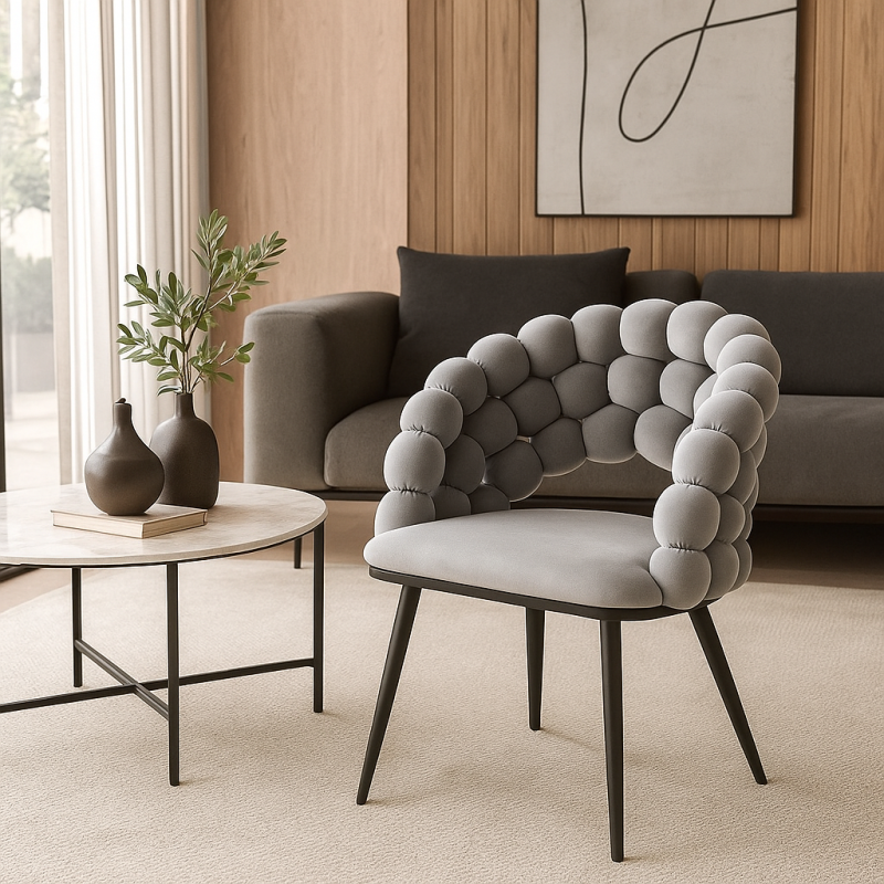 krzesło tapicerowane plecione Luxe szare