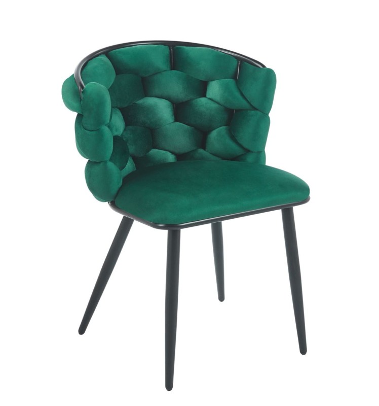 Krzesło Tapicerowane Plecione do Salonu ROSE Zielone Welurowe Nowoczesne Glamour