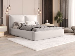 Łóżko tapicerowane 160x200 z pojemnikiem i stelażem CORONA beżowe 