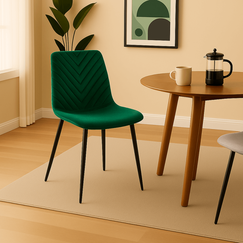 Krzesło Tapicerowane do Jadalni DECO Zielone Welurowe Nowoczesne Loft aranżacja