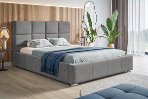 Łóżko tapicerowane 180x200 z pojemnikiem i stelażem AMOR szare