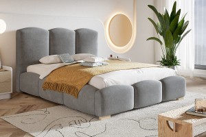 Łóżko tapicerowane 140x200 z pojemnikiem i stelażem DREAM szare
