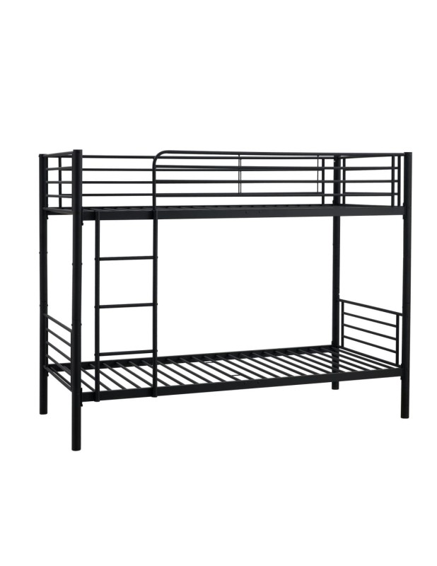 Łóżko metalowe piętrowe 90x200 czarne RAVEN
