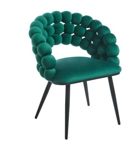 Krzesło Tapicerowane Plecione do Salonu LUXE Zielone Welurowe Nowoczesne Loft