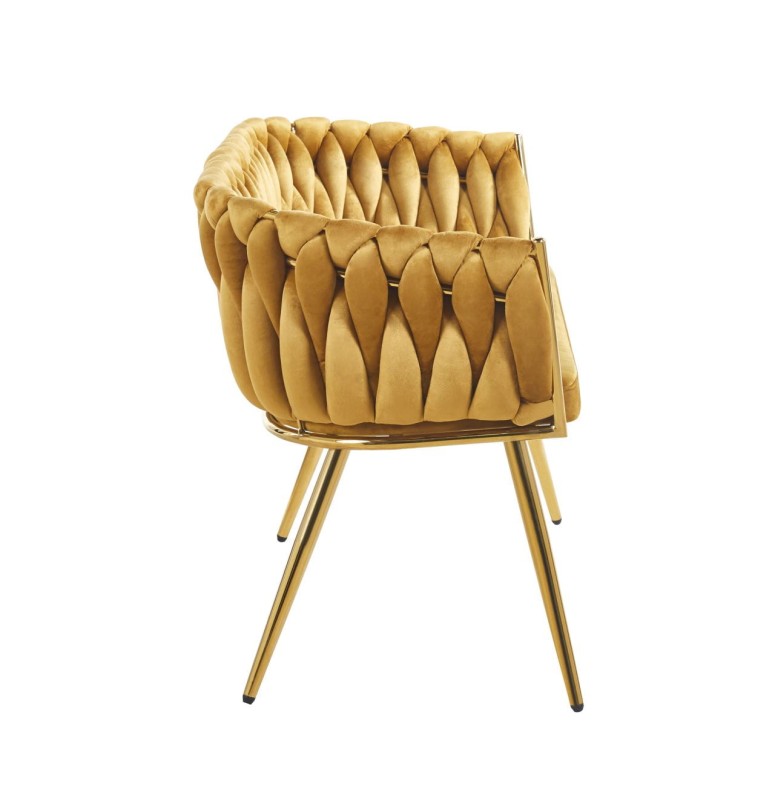 Sofa LUCIA I Dwuosobowa Musztardowa Muszelka Glamour do Salonu