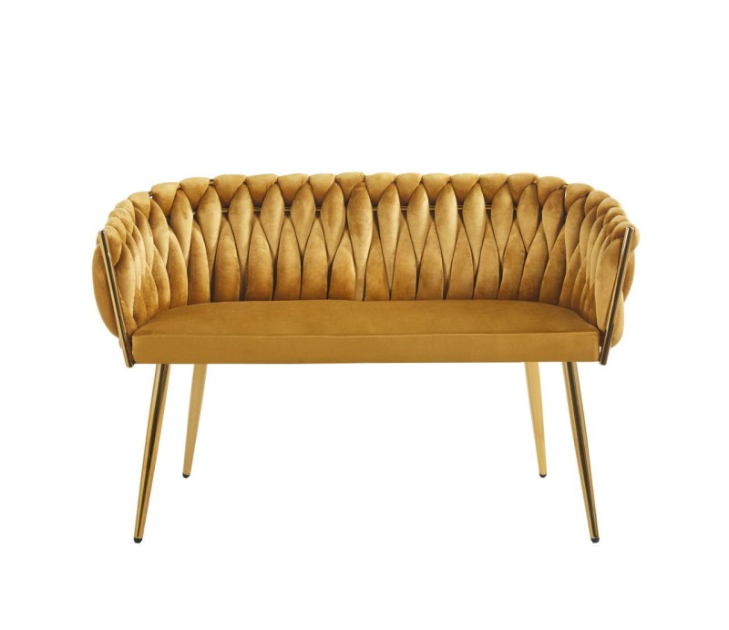 Sofa LUCIA I Dwuosobowa Musztardowa Muszelka Glamour do Salonu