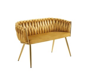 Sofa LUCIA I Dwuosobowa Musztardowa Plecione Glamour do Salonu